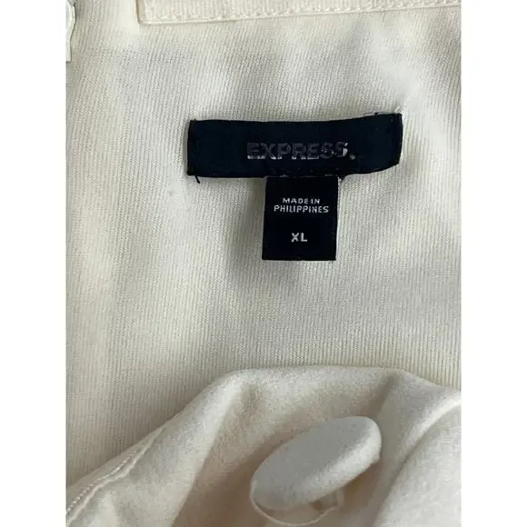 Express Sz XL Cream Strapless Double Breasted Wide Leg Swan Blazer Jumpsuit - Picture 7 of 7